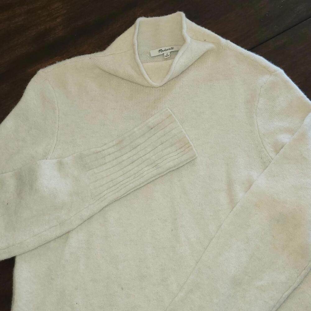 Madewell Women's Mockneck Pullover Sweater Wool Alpaca Blend Ivory Cream Medium